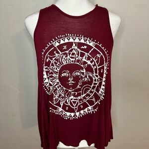 Sun & Moon Horoscope Graphic Rue21 Burgundy Tank Top